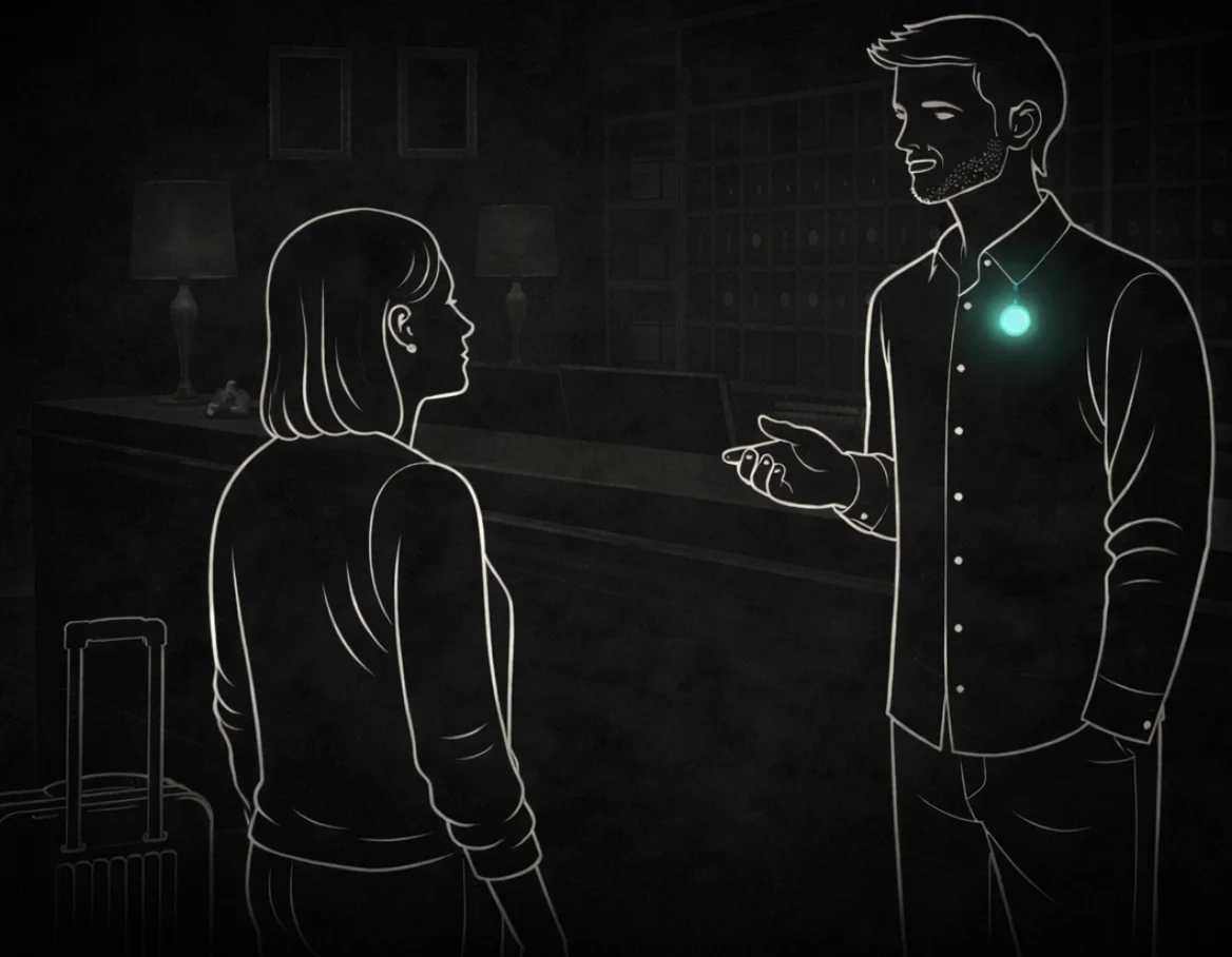 Hotel staff assisting a guest at reception