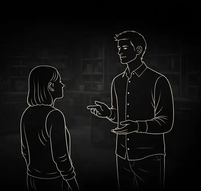 Brand team members having a conversation about brand messaging